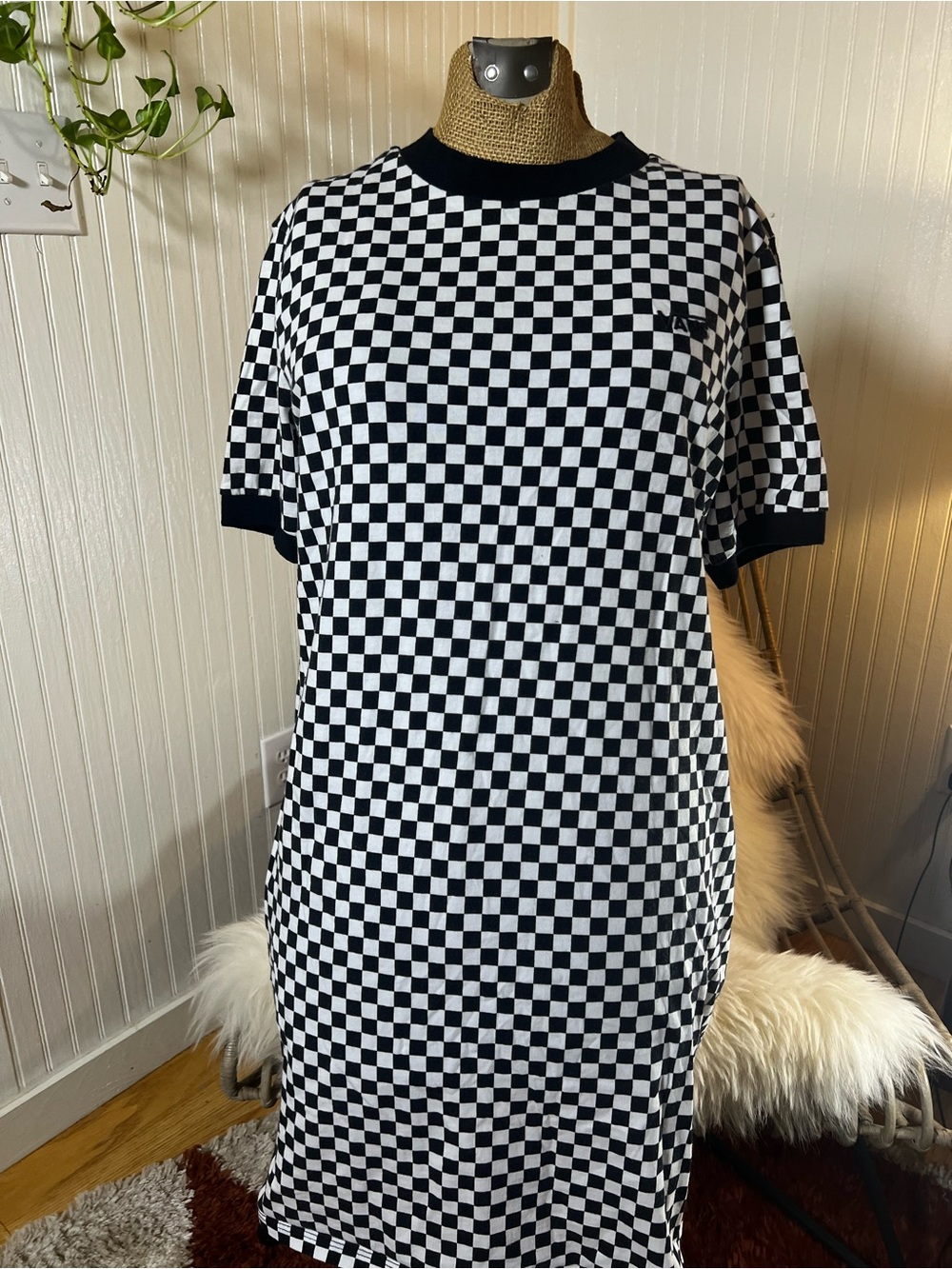 Black & White Vans Checkerboard Knit Dress